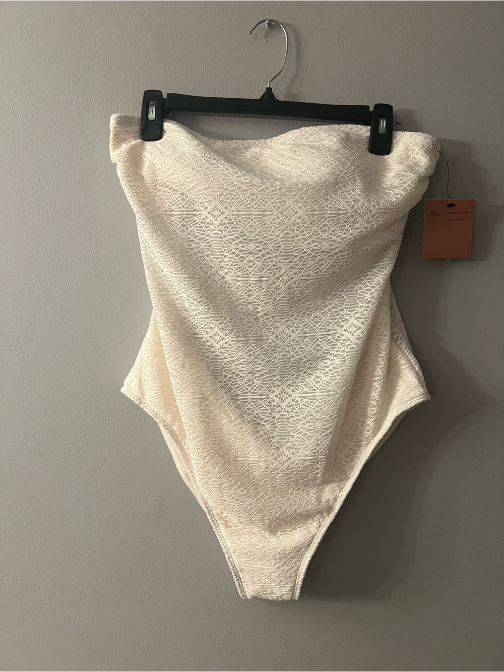 Shade & Shore  Cream Strapless Lace-Texture One-Piece Swimsuit